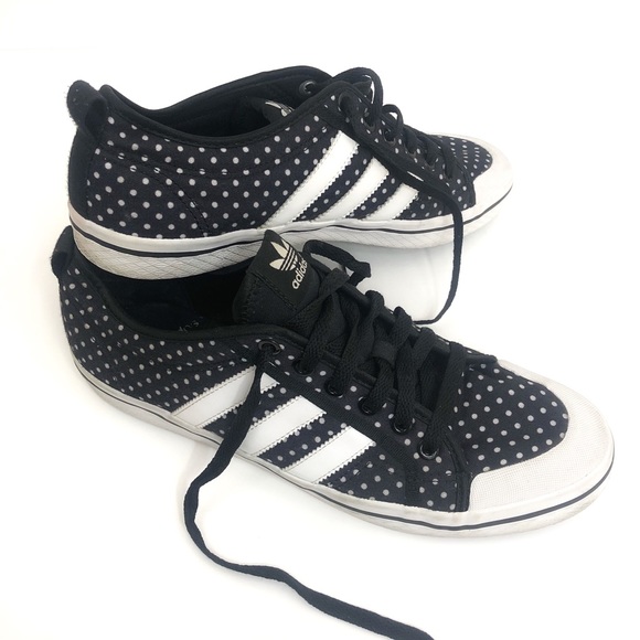 adidas Shoes - Adidas | Blue & White Polka Dot Canvas Sneaker